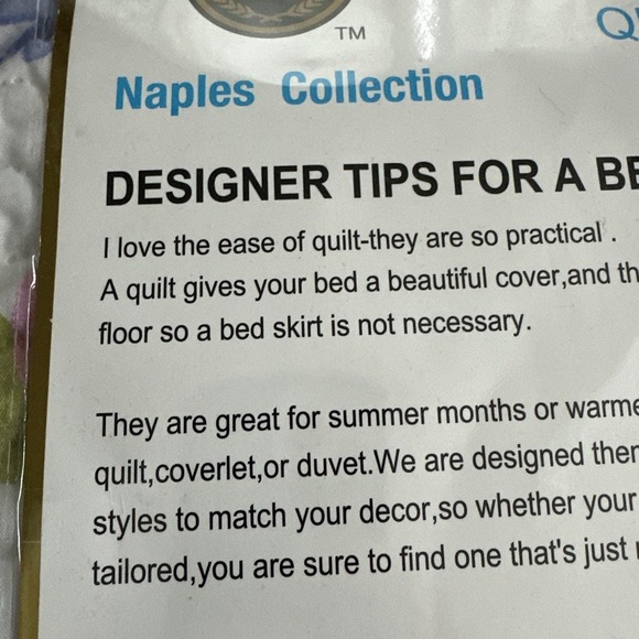 New Naples Collection Vintage Queen Sz Quilted Bedspread 2 Pillow Shams - Picture 5 of 8